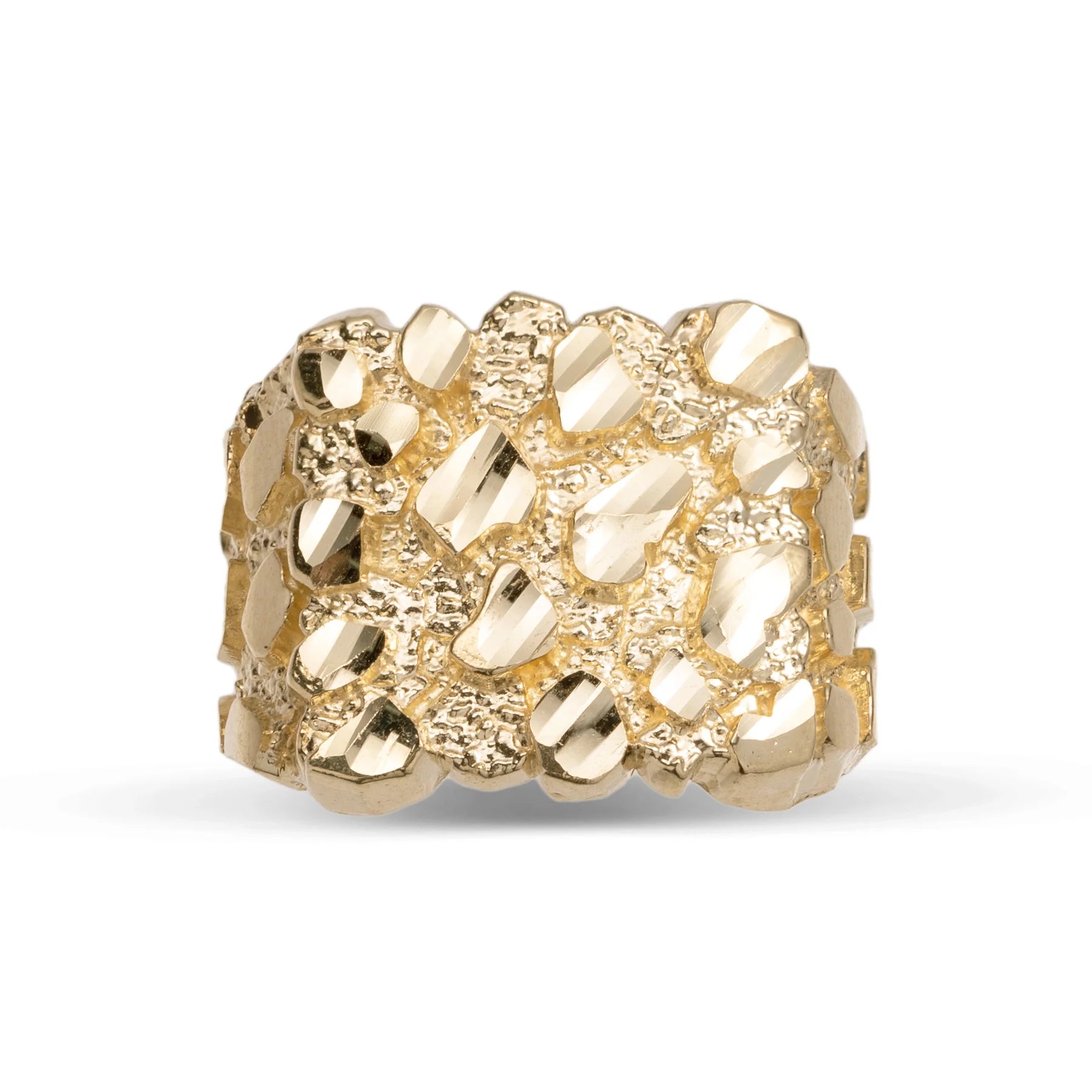 10k Gold Solid Medium Nugget Square Ring