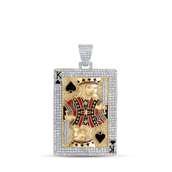 10k Gold 5 ct Diamond King of Spades Pendant