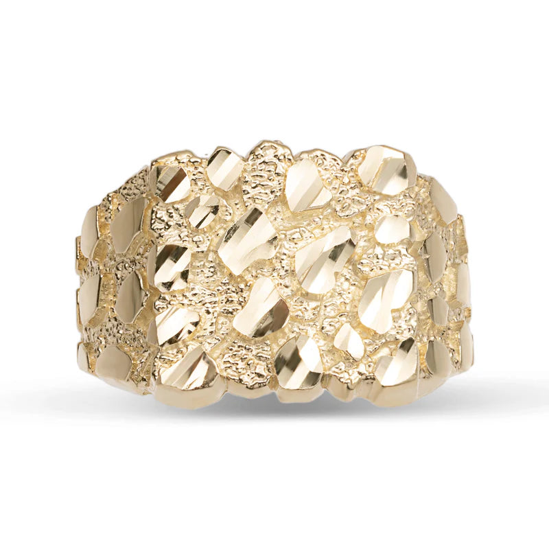10k Gold Men's Extra Large Nugget Square Ring