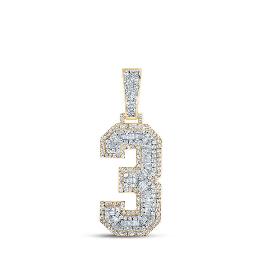 10k Gold 1.5 ct Baguette Diamond Number Pendant