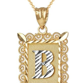 10k Gold Initial Square Pendant