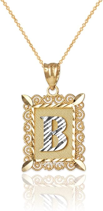 10k Gold Initial Square Pendant