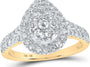 10k Gold 1 ct Diamond Cluster Teardrop Ring