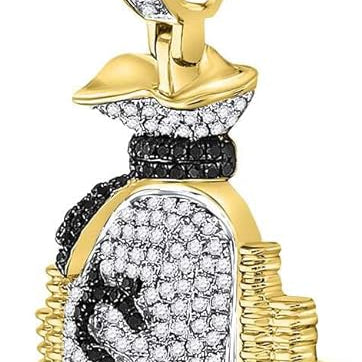 10k Gold 1 ct Diamond Money Bag Stacks Pendant