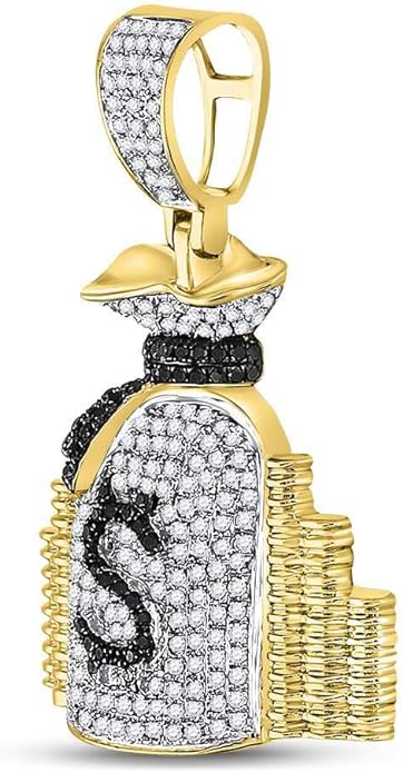 10k Gold 1 ct Diamond Money Bag Stacks Pendant