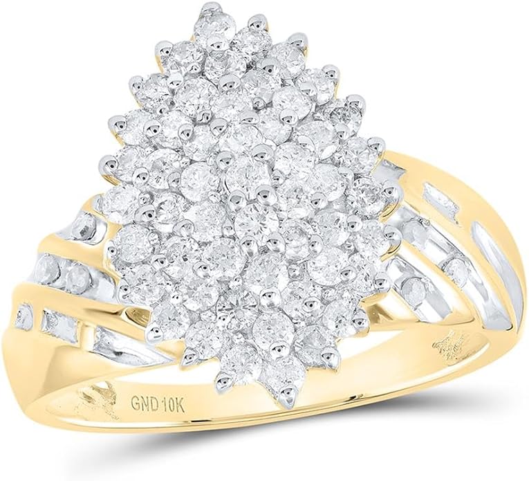 10k Gold 1 ct Diamond Oval Cluster Ring