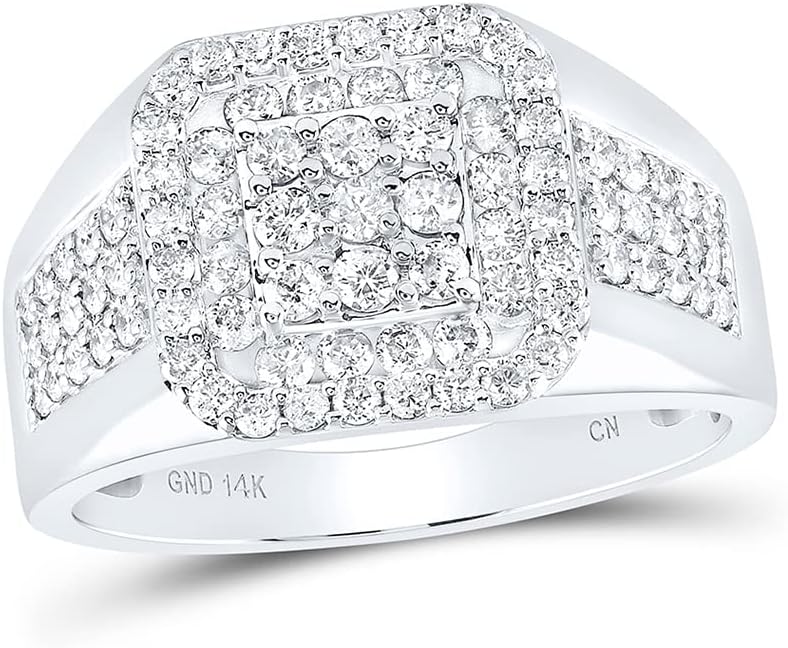 14k Gold 1.25 ct Diamond Mens Square Ring