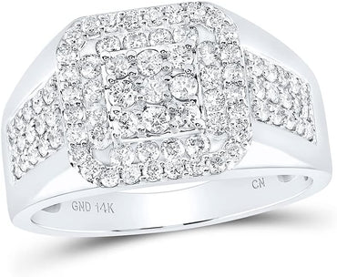 14k Gold 1.25 ct Diamond Mens Square Ring