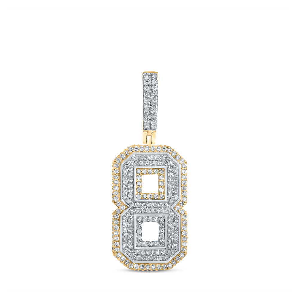10k Gold 1.5 ct Baguette Diamond Number Pendant