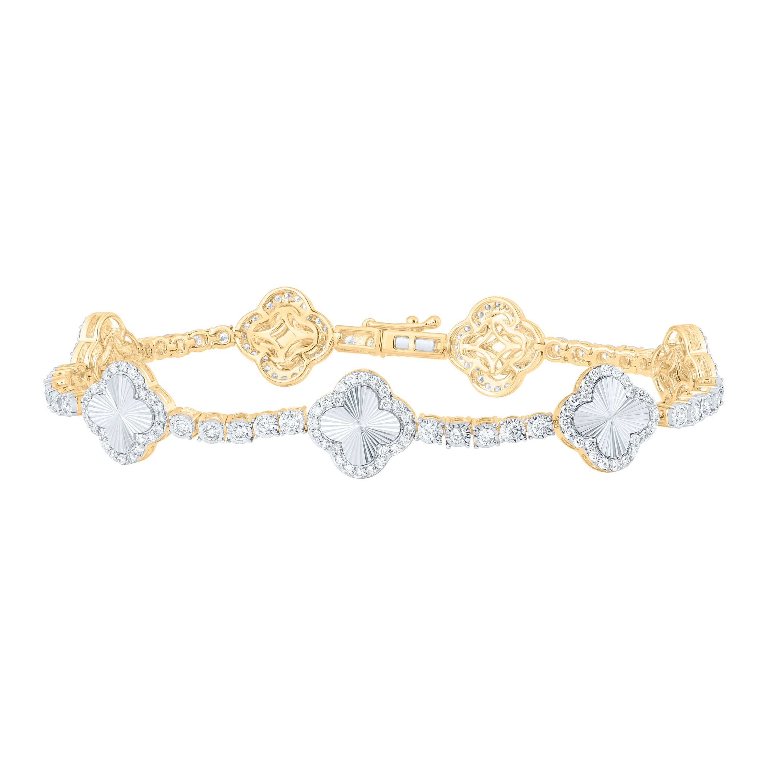 10k Gold 2 ct Diamond Clover Tennis Bracelet