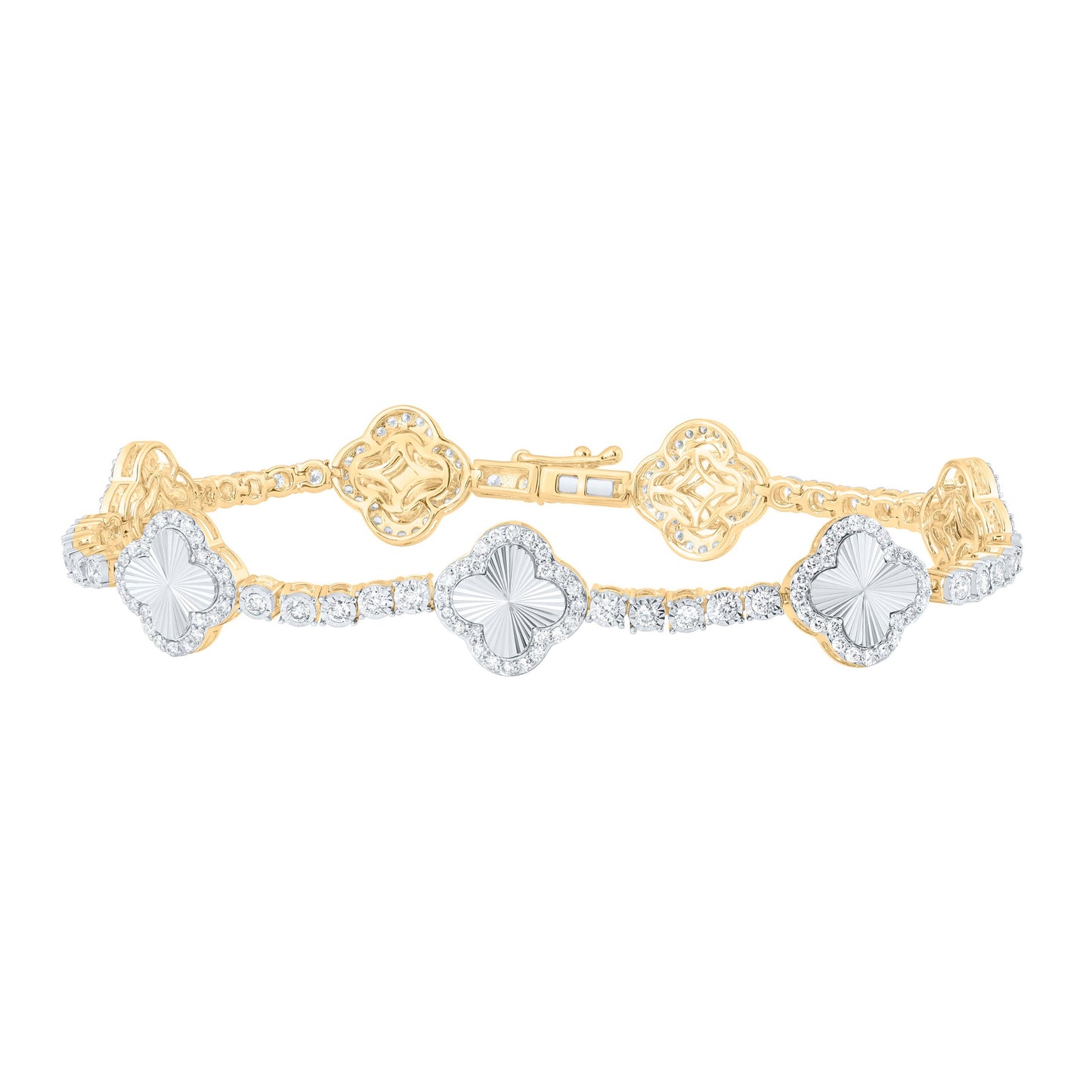 10k Gold 2 ct Diamond Clover Tennis Bracelet