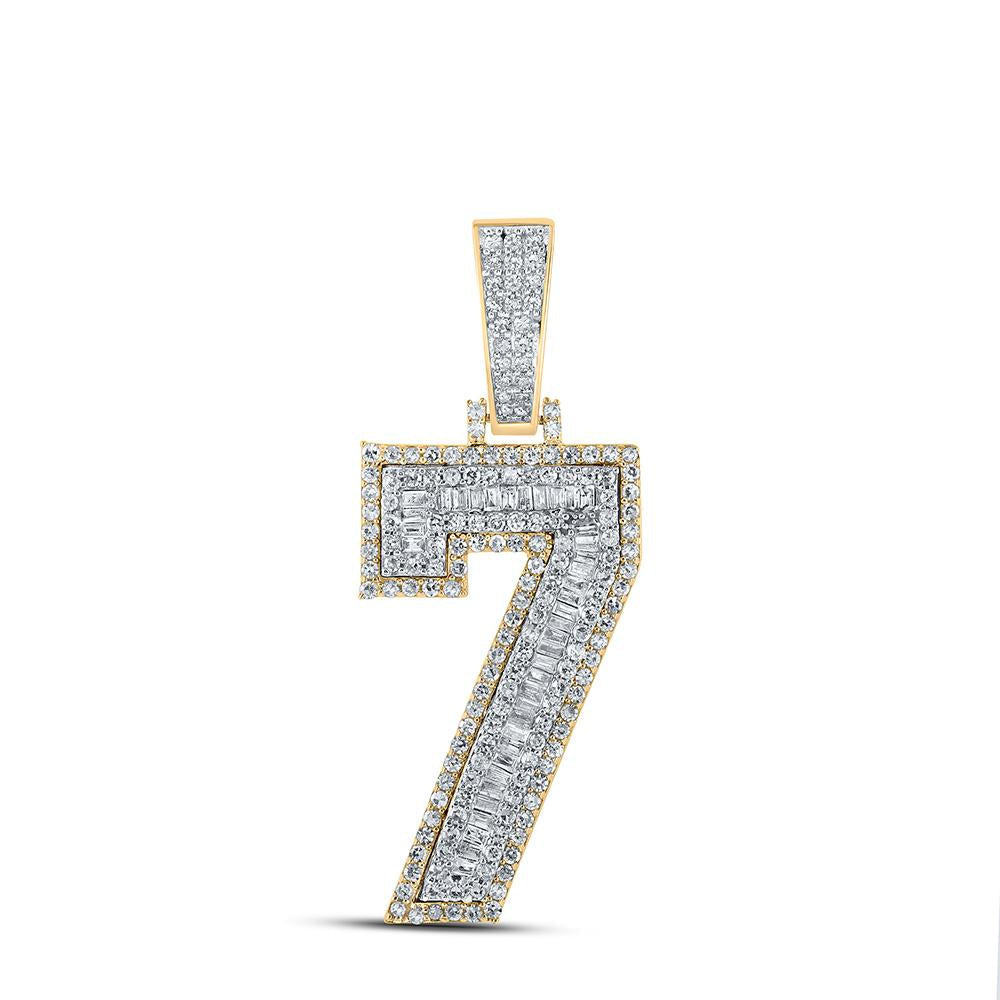 10k Gold 1.5 ct Baguette Diamond Number Pendant