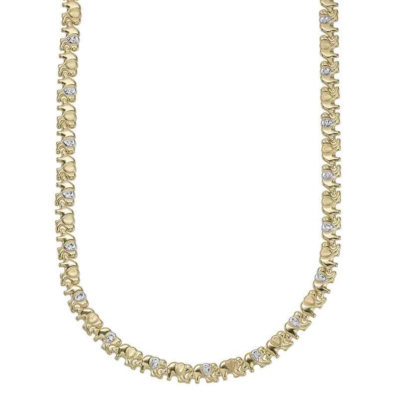 10k Gold Two-Tone Elephant Stampato Necklace