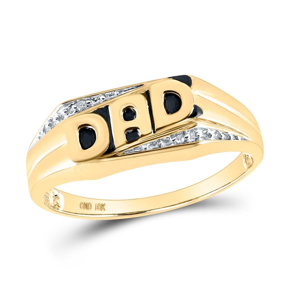 10k Gold Round Diamond DAD Father Ring