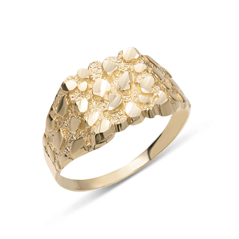 10k & 14k Gold Medium Nugget Square Ring