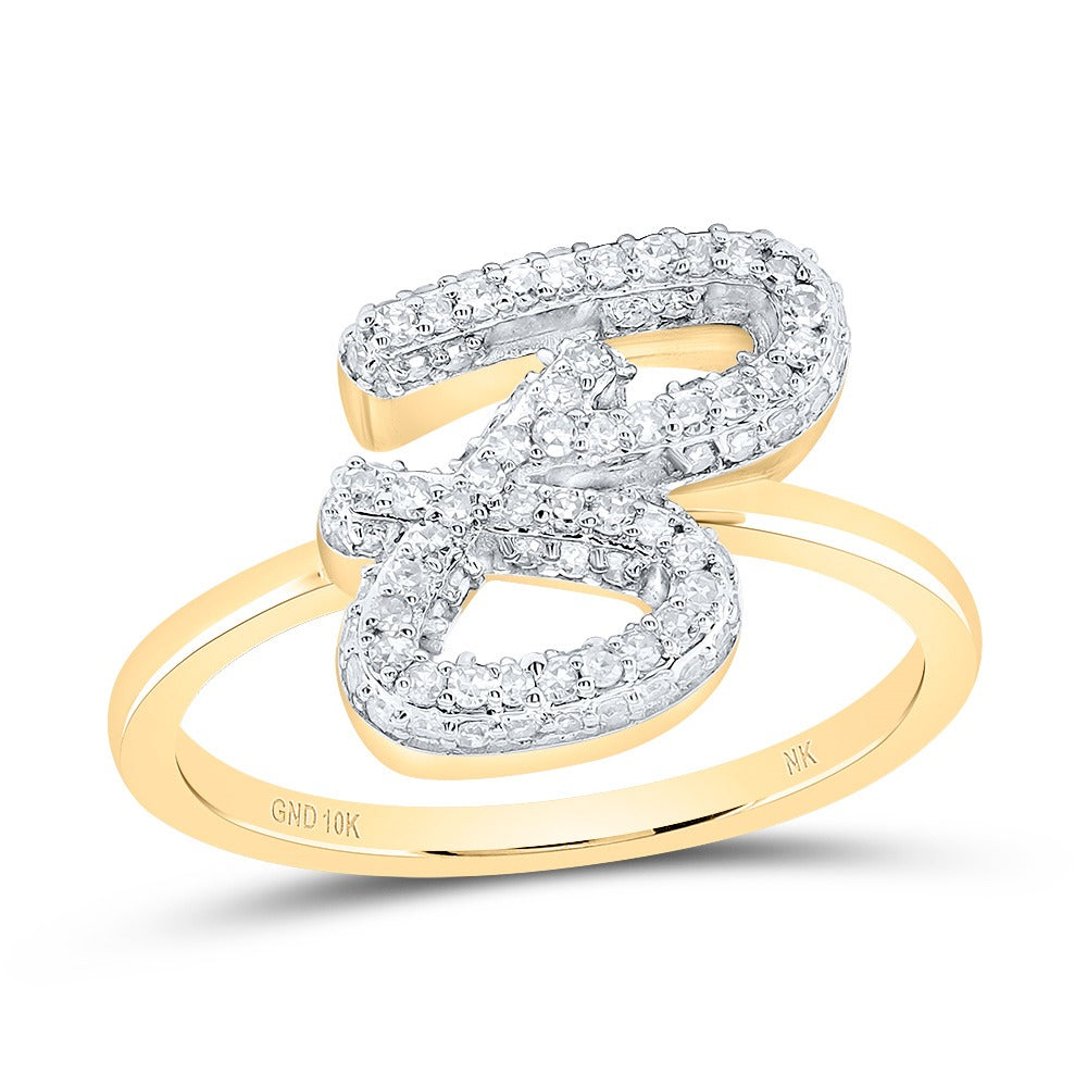 10k Gold 1/2 ct Diamond Cursive Initial Ring