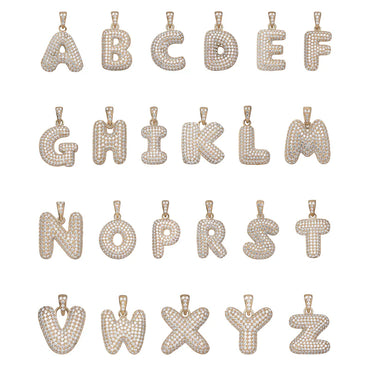10k Gold Cubic Zirconia Bubble Initial