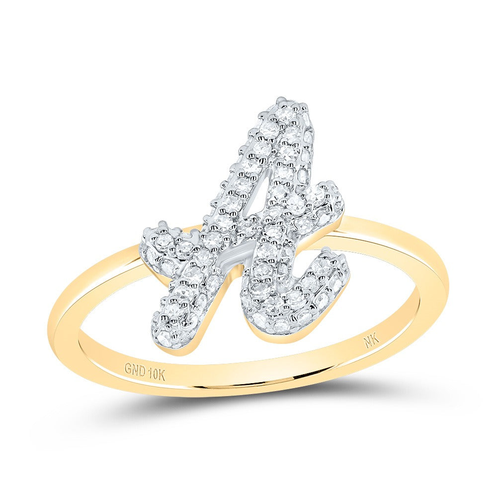 10k Gold 1/2 ct Diamond Cursive Initial Ring