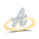 10k Gold 1/2 ct Diamond Cursive Initial Ring