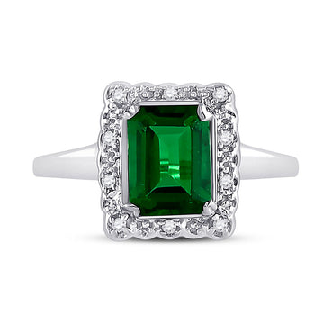 10k White Gold 1 4/5 ct Synthetic Emerald Ring