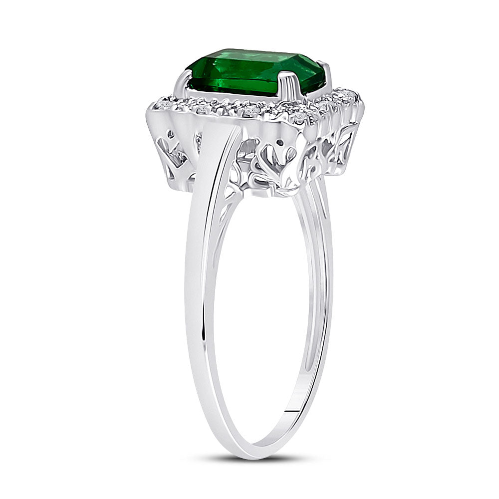 10k White Gold 1 4/5 ct Synthetic Emerald Ring