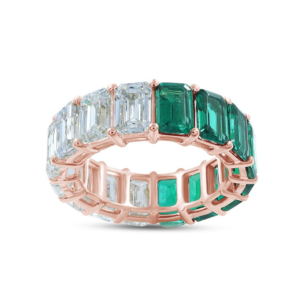 14K Solid Gold 3.45 and 5.61 Carat IGI Certified Lab Grown Diamond Emerald Wedding Band