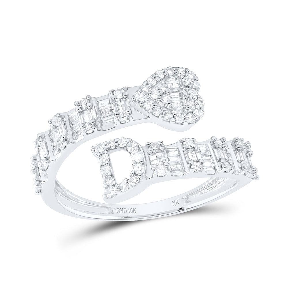 10k Gold 5/8 ct Diamond Baguette Initial Ring
