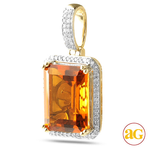 10k Gold .25 ct Diamond Pendant with 7 ct Synthetic Stone