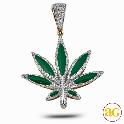 10k Gold .55 ct Diamond Weed Medicine Pendant