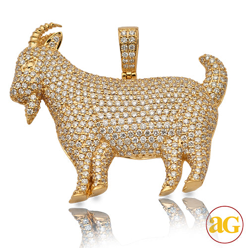 14k Gold 6.5 ct Diamond Goat Pendant