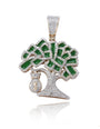 10KY 0.65CTW DIAMOND MONEY TREE PENDANT WITH GREEN