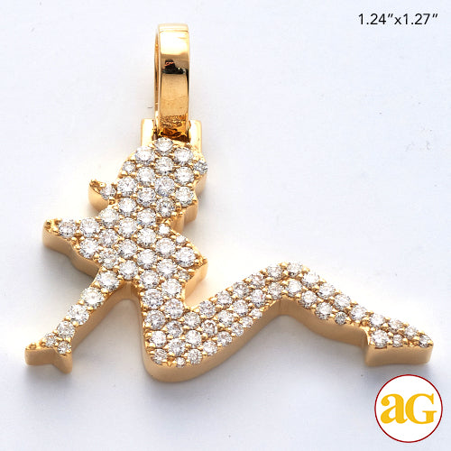 10k Gold 1.35 ct Diamond Sitting Lady Pendant