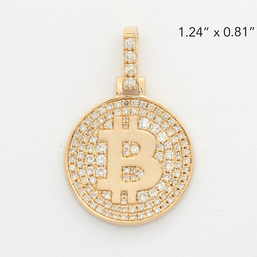 14k Gold 1 ct Diamond Bitcoin Medallion