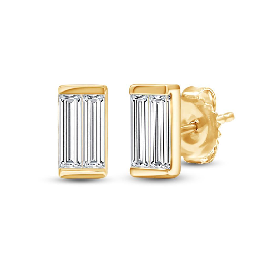 14K Solid Gold 0.9 Carat IGI Certified Lab Grown Diamond Baguettes Stud Earrings