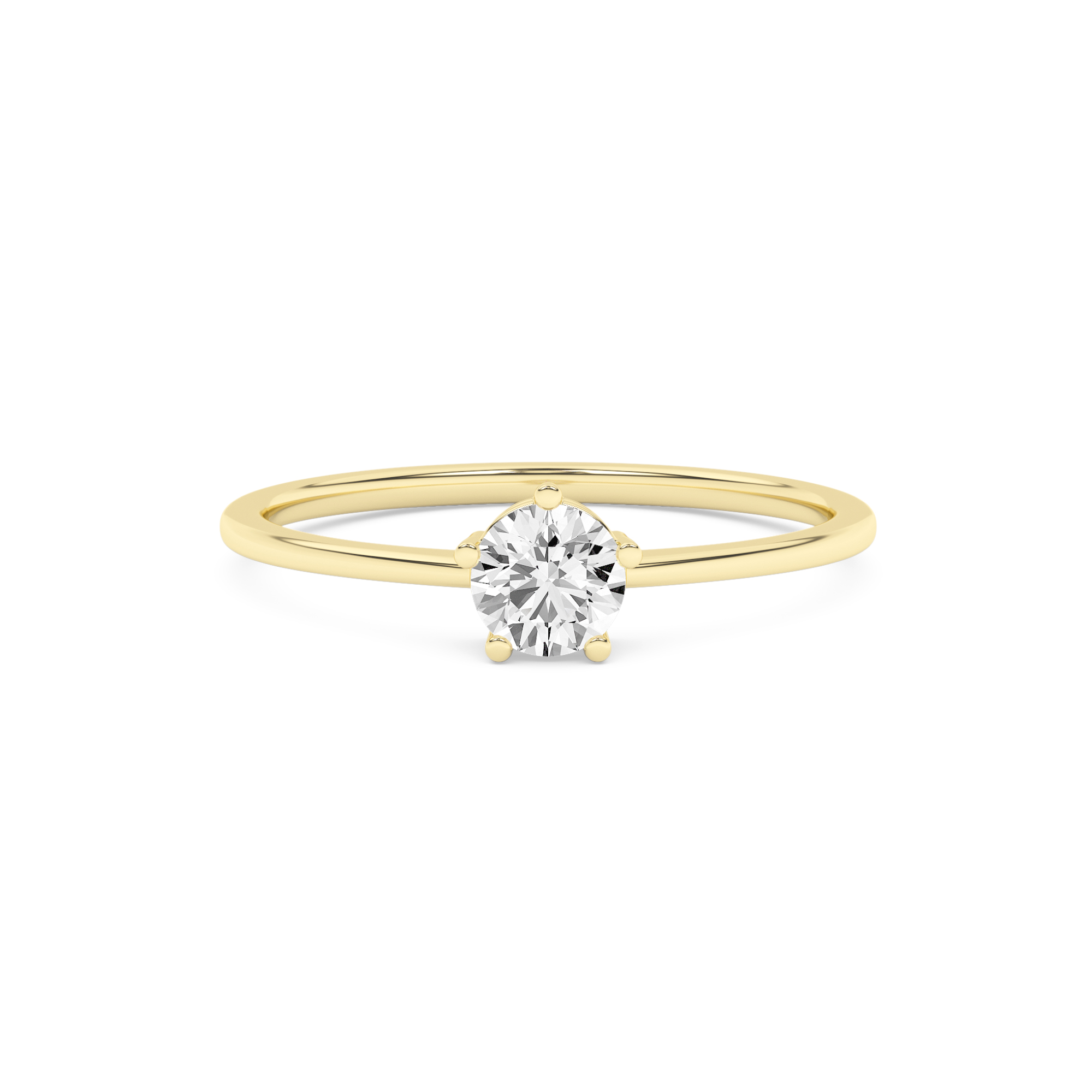 14K Solid Gold 0.20 Carat Lab Grown Diamond Round Solitaire Engagement Ring