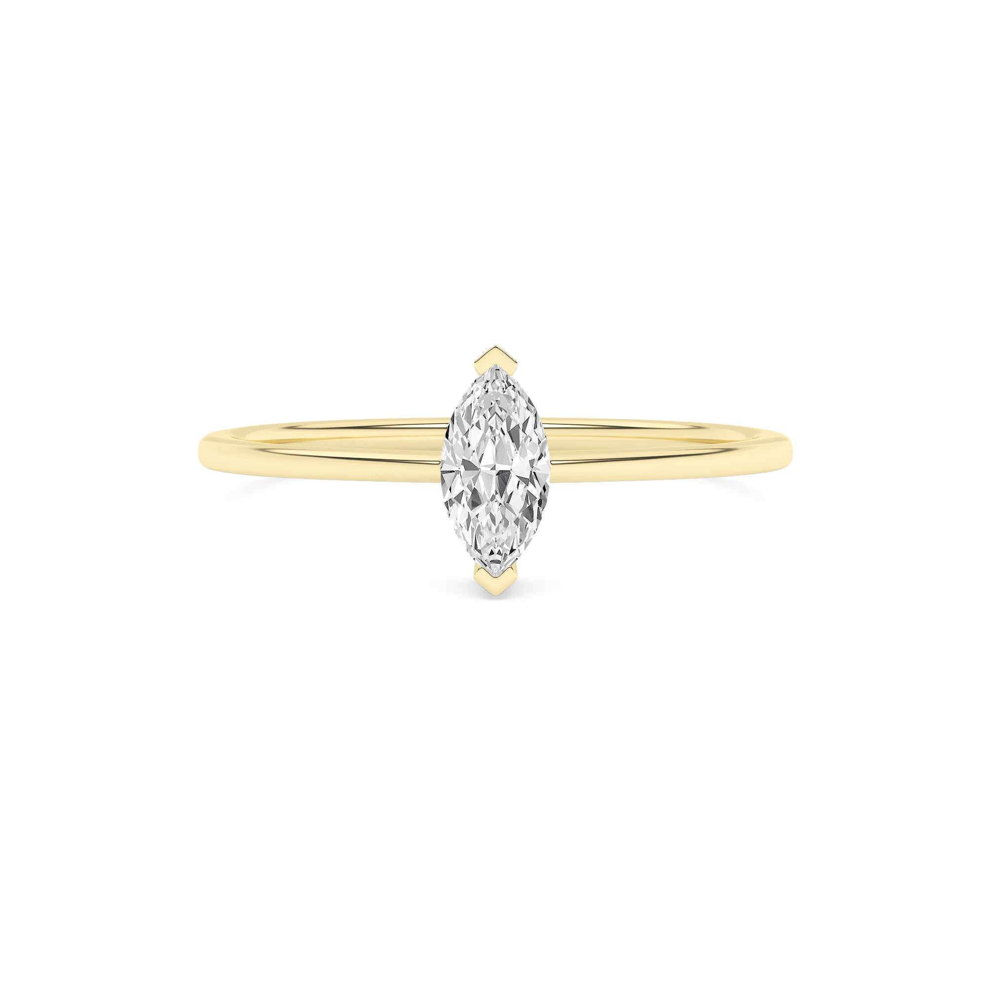 14K Solid Gold 0.15 Carat Lab Grown Diamond Marquise Solitaire Engagement Ring