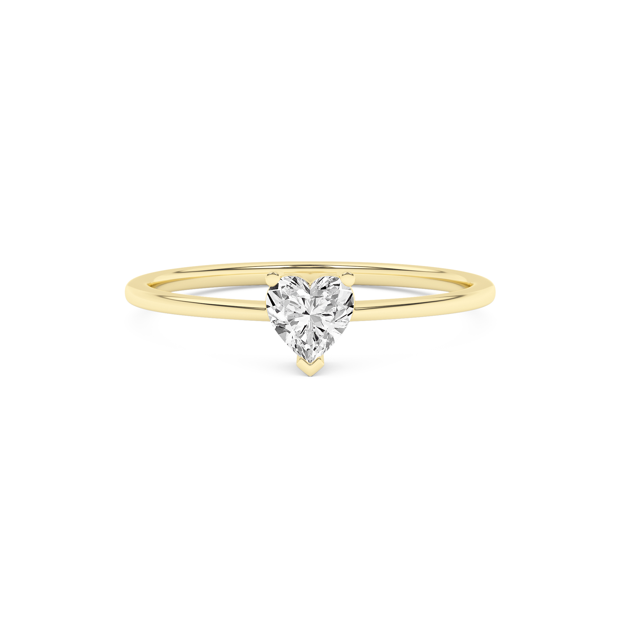 14K Solid Gold 0.20 Carat Lab Grown Diamond Heart Solitaire Engagement Ring