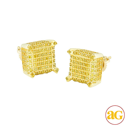 10k Gold .75 ct Yellow Diamond Dice Earrings