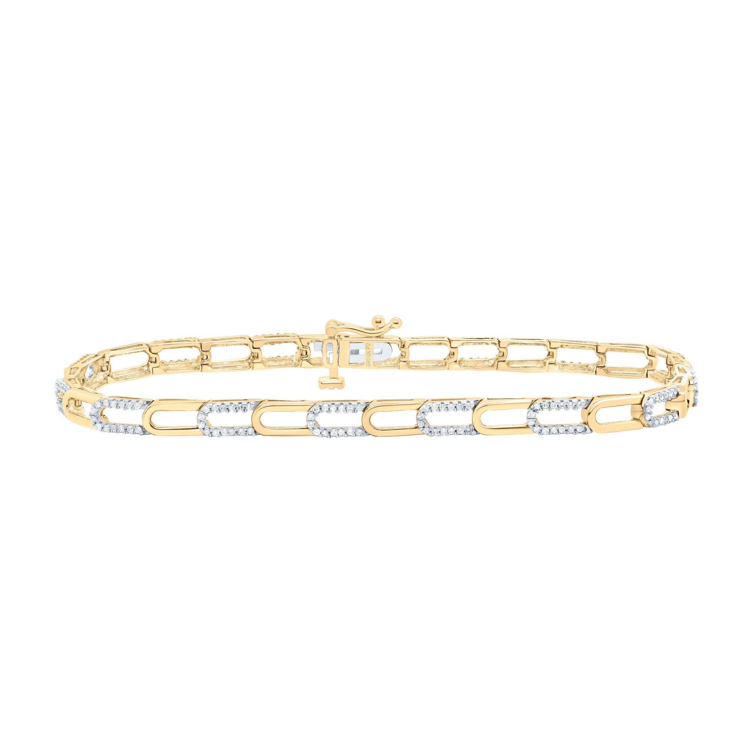 10k Gold 1/2 ct Diamond Paper clip Bracelet