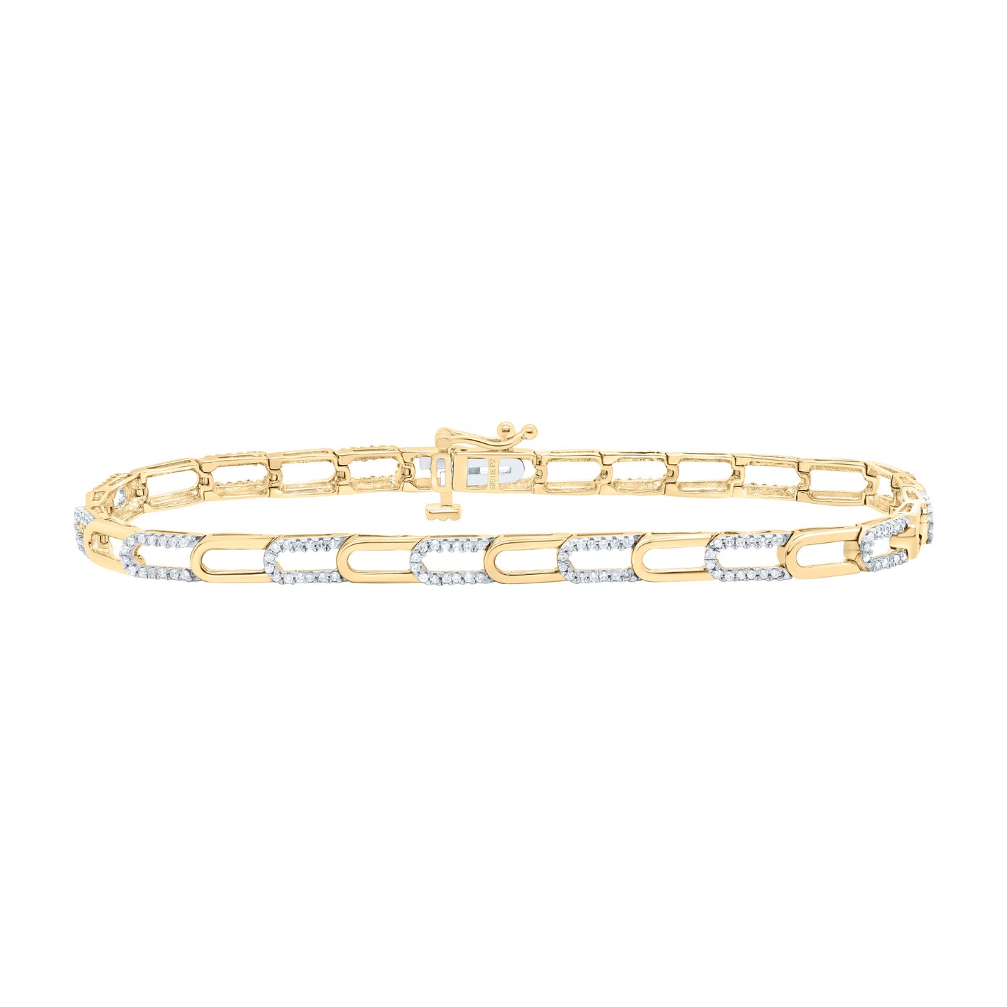 10k Gold 1/2 ct Diamond Paper clip Bracelet