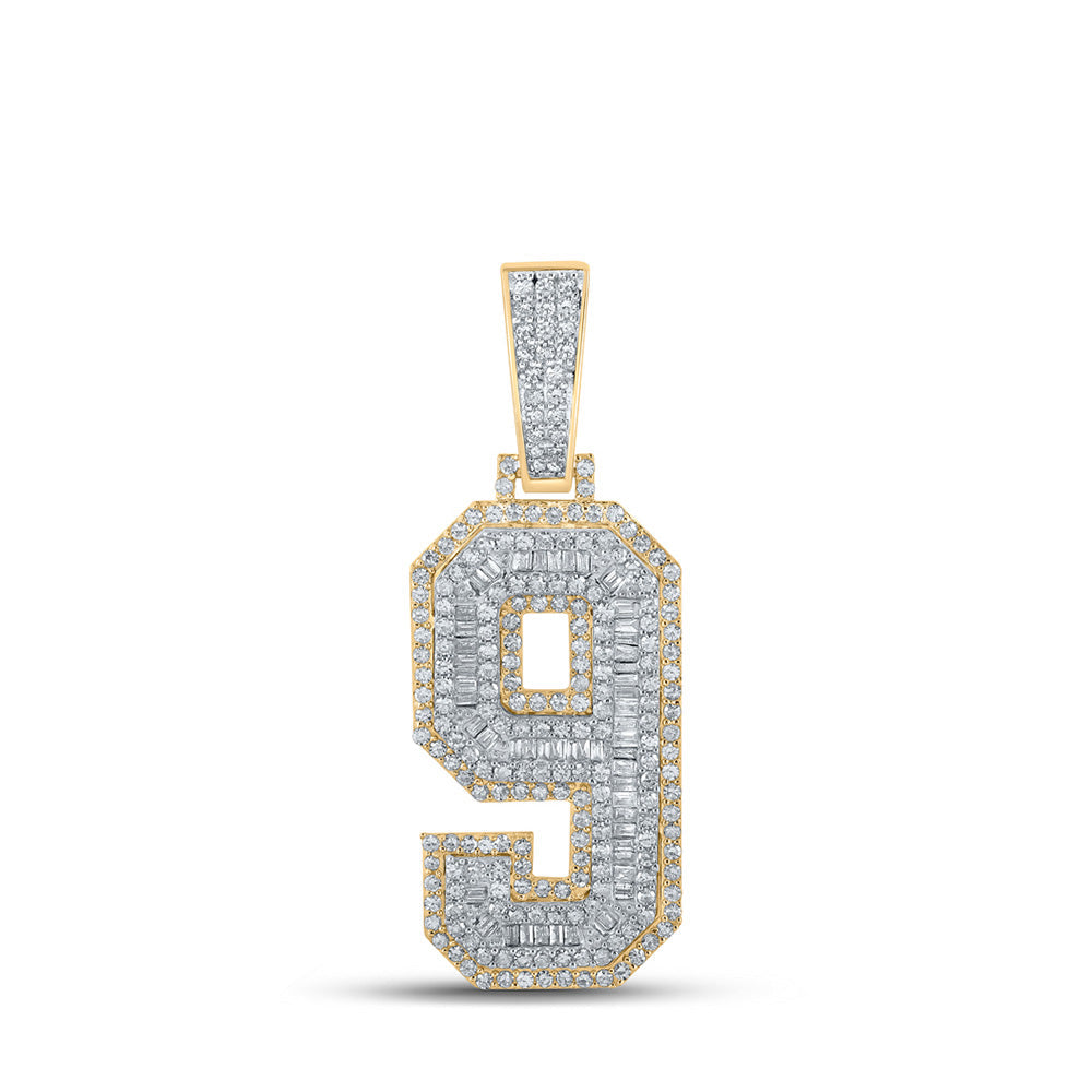 10k Gold 1.5 ct Baguette Diamond Number Pendant