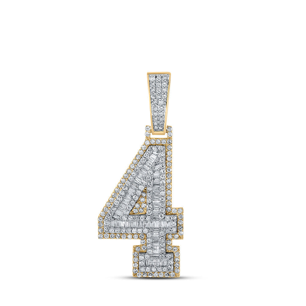 10k Gold 1.5 ct Baguette Diamond Number Pendant