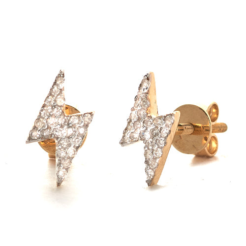 10k Gold .3 ct Diamond Lighting Bolt Earrings