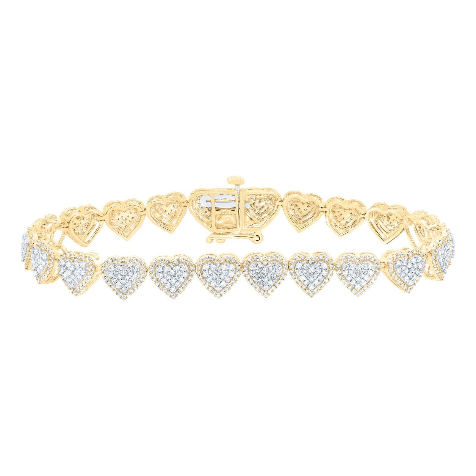 10k Gold 2.5 ct Diamond Heart Bracelet
