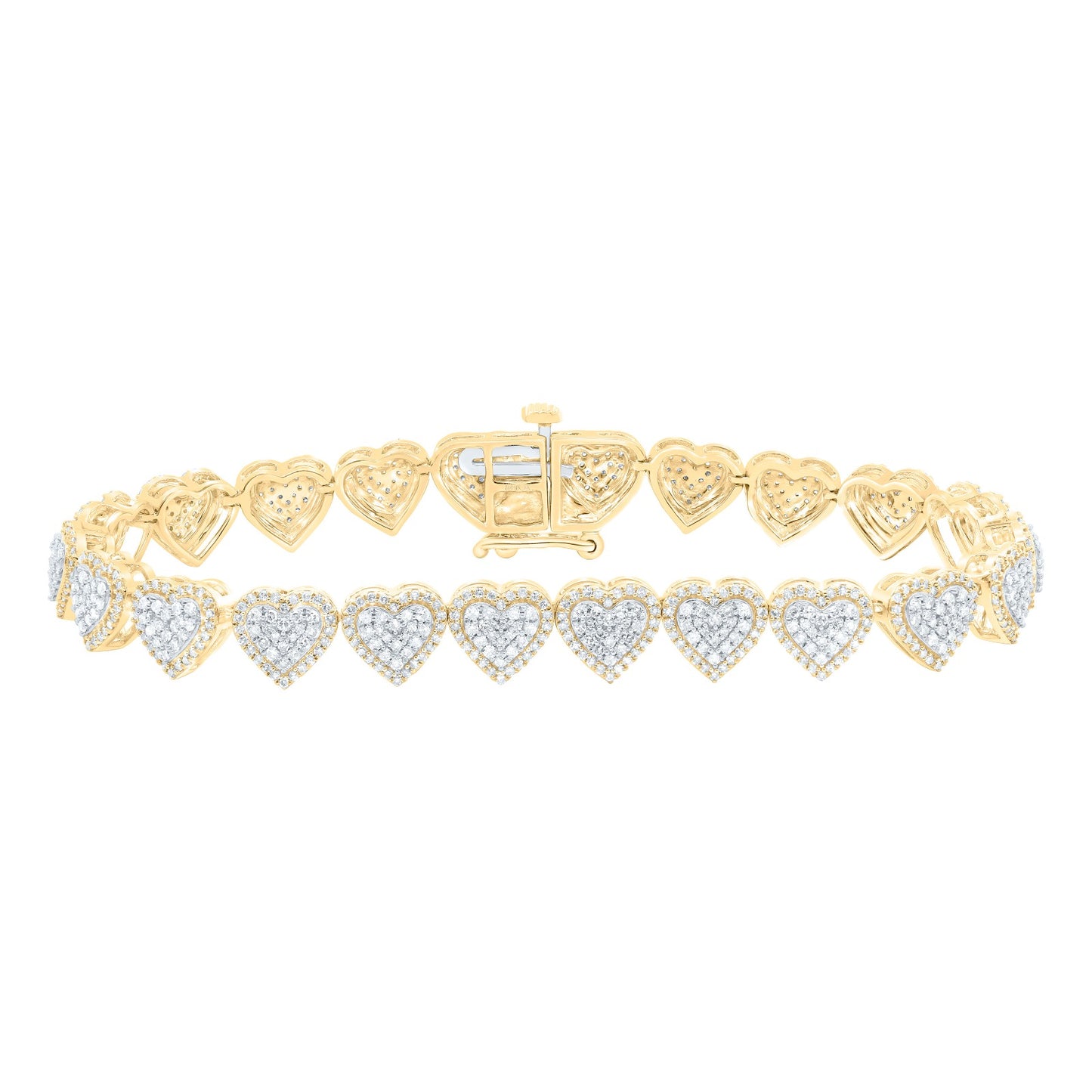 10k Gold 2.5 ct Diamond Heart Bracelet