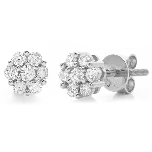 10k White Gold .3 ct Diamond Flower Earrings