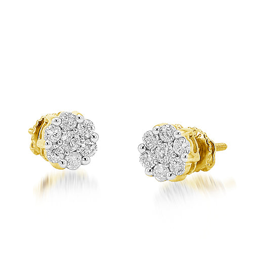 10k .5 ct Diamond Flower Earrings