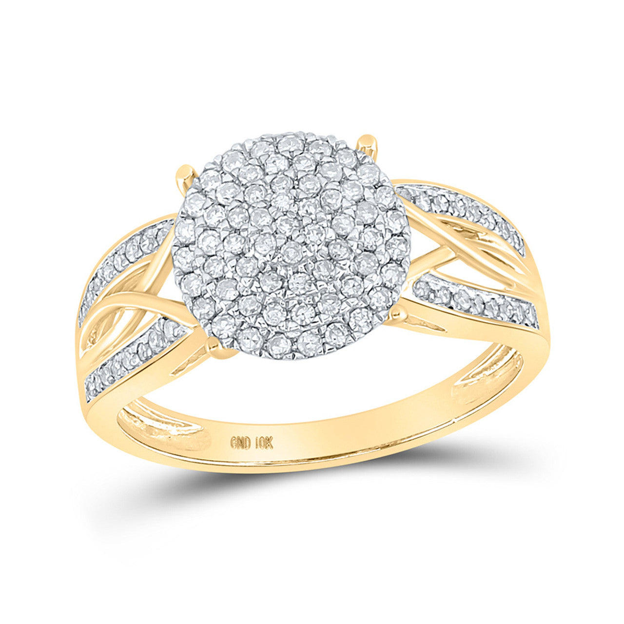 10k Yellow Gold 3/8 ct Diamond Circle Cluster Ring