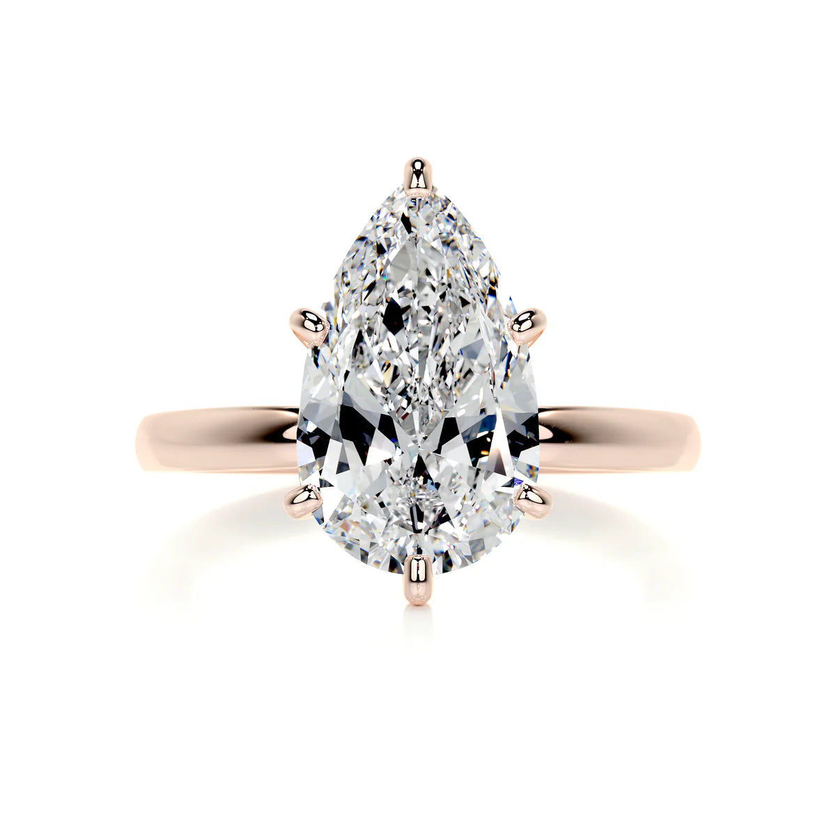 Lab Grown 3 Carat Solitaire Diamond Pear Ring