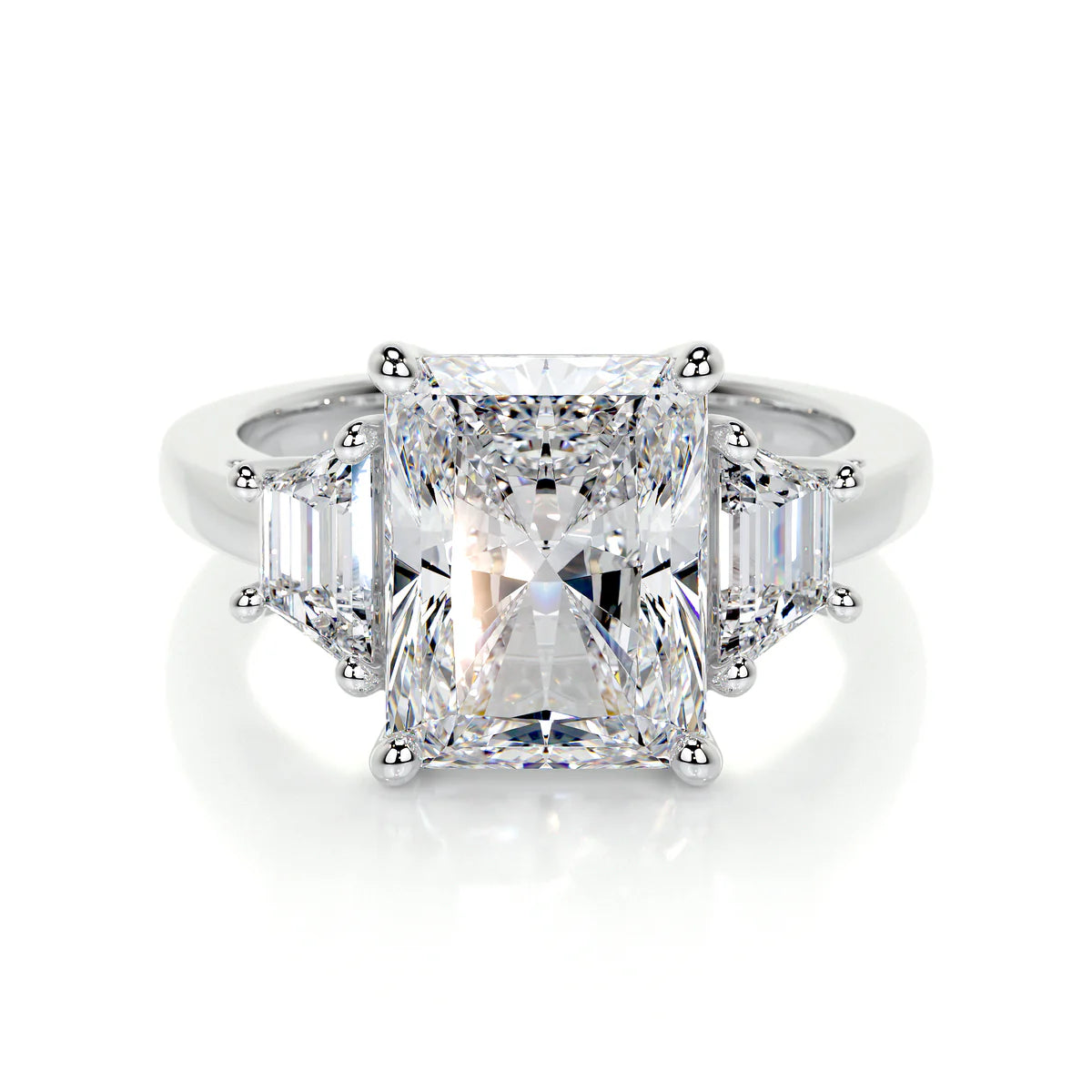 Lab Grown 3.5 Carat Diamond 3 Stone Radiant Ring